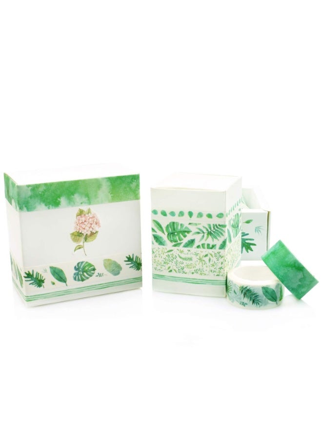 8Rolls Green Washi Tape, Spring Floral Masking Tape Set Decorative for Scrapbook, Kids, DIY, Crafts, Gift Wrapping,Planners Gift - Image 4