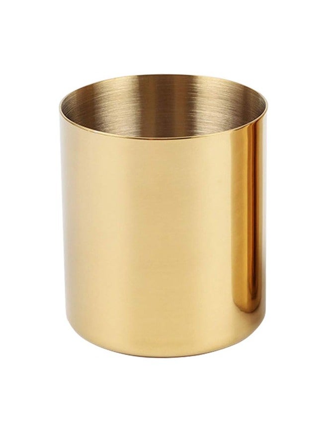 TodyJeyHo Pencil Cup Holder Desk Organizer, Gold Pen Pot Pen Holder Container Desktop Stationery Organizer Table Vases Flower Pot Makeup Brush Holder,Stainless Steel,Gold  - Image 1