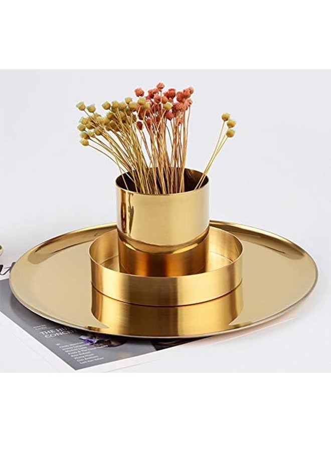 TodyJeyHo Pencil Cup Holder Desk Organizer, Gold Pen Pot Pen Holder Container Desktop Stationery Organizer Table Vases Flower Pot Makeup Brush Holder,Stainless Steel,Gold  - Image 3
