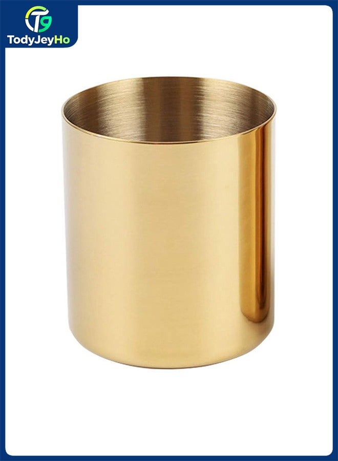 تودي جي هو قلم رصاص كوب حامل مكتب منظم, الذهب قلم وعاء قلم حامل حاوية سطح المكتب القرطاسية منظم الجدول أزهار وعاء ماكياج فرشاة حامل,الفولاذ المقاوم للصدأ,الذهب - Image 1