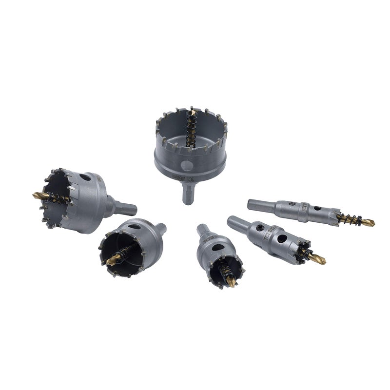 RVIQI TCT Hole Saw Set 6 Pcs Carbide Hole Saw Kit with Titanium Plated Center Drill for Stainless Steel Metal Iron Wood with Storage Case 58238