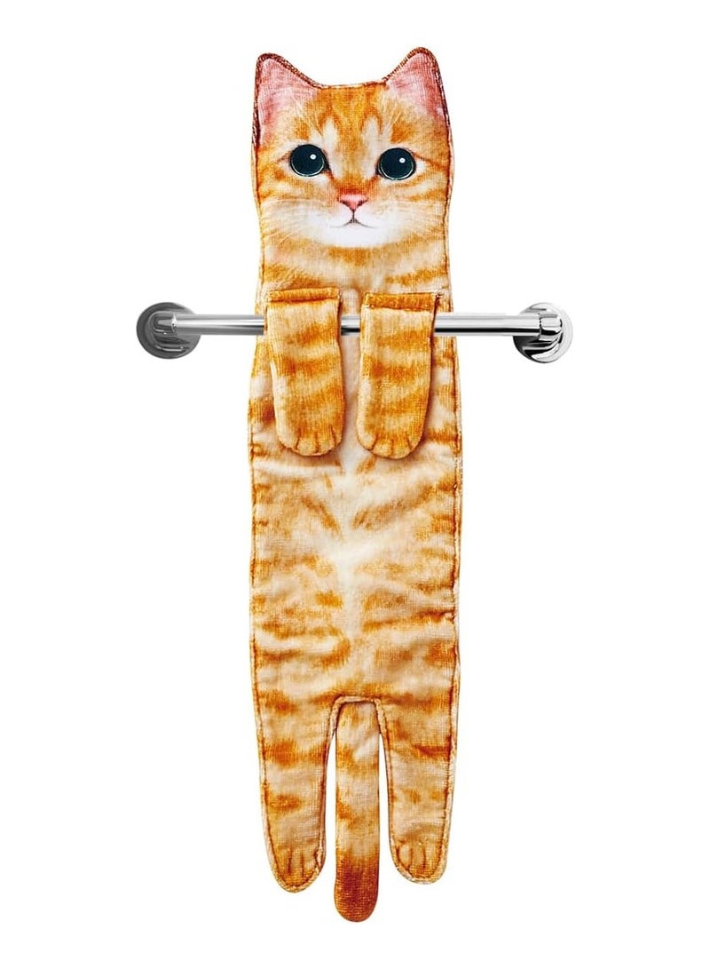 Cute Cat Funny Hand Towel, Decorative Bathroom and Kitchen Towels, Super Absorbent, Soft and - Image 1