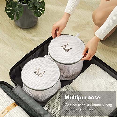INKULTURE Honeycomb Mesh Laundry Bags For Bra Lingerie Bags | Round Shaped | White Or Pink| 01 Pcs - Image 4