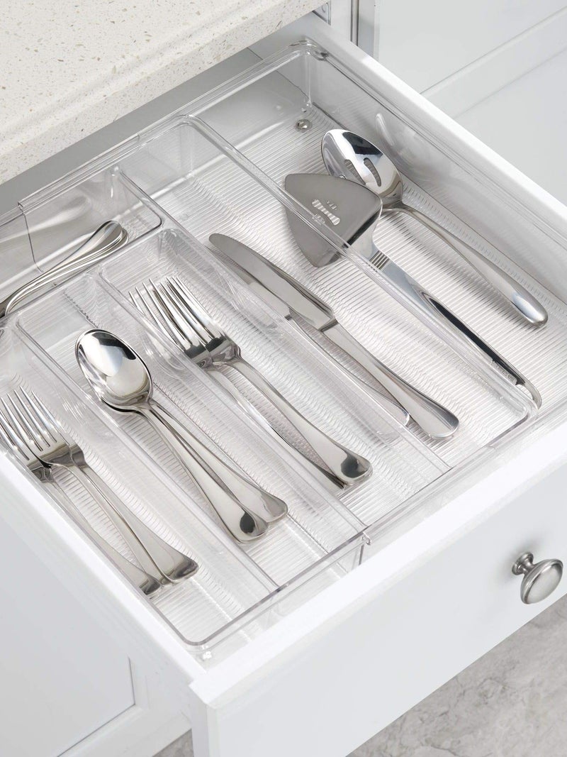 InterDesign iDesign Linus Expandable Kitchen Drawer Organizer for Silverware, Spatulas, Gadgets - Clear - Image 4