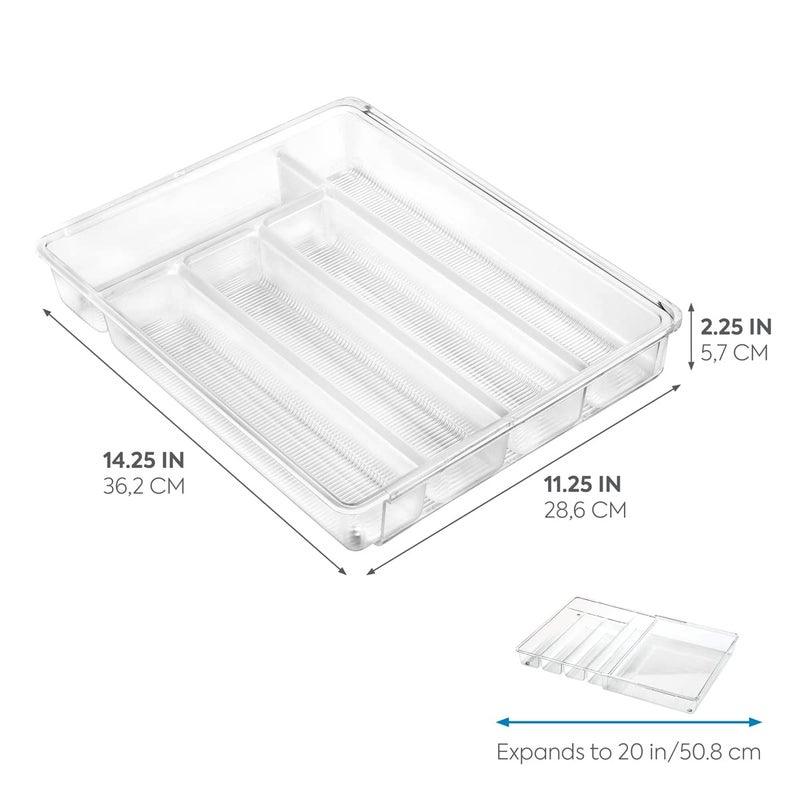 InterDesign iDesign Linus Expandable Kitchen Drawer Organizer for Silverware, Spatulas, Gadgets - Clear - Image 3