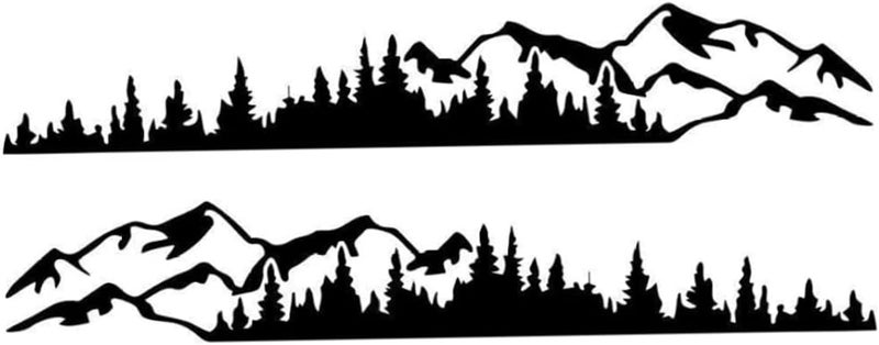 woobles Car Decals, 1 Pair Mountain Forest Pattern Car Stickers, Automatic Vinyl Car Door Decorative Stickers Truck Windows, Bumpers, Doors (Black) - Image 1