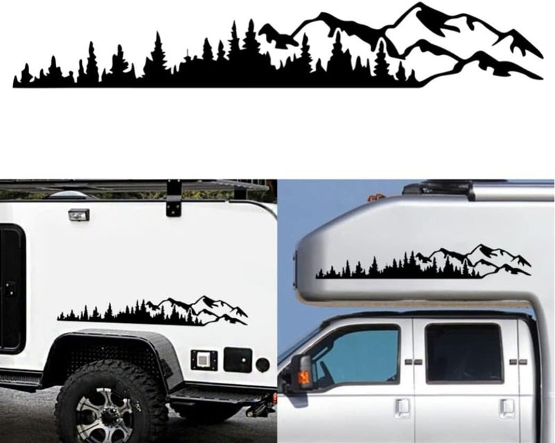 woobles Car Decals, 1 Pair Mountain Forest Pattern Car Stickers, Automatic Vinyl Car Door Decorative Stickers Truck Windows, Bumpers, Doors (Black) - Image 4