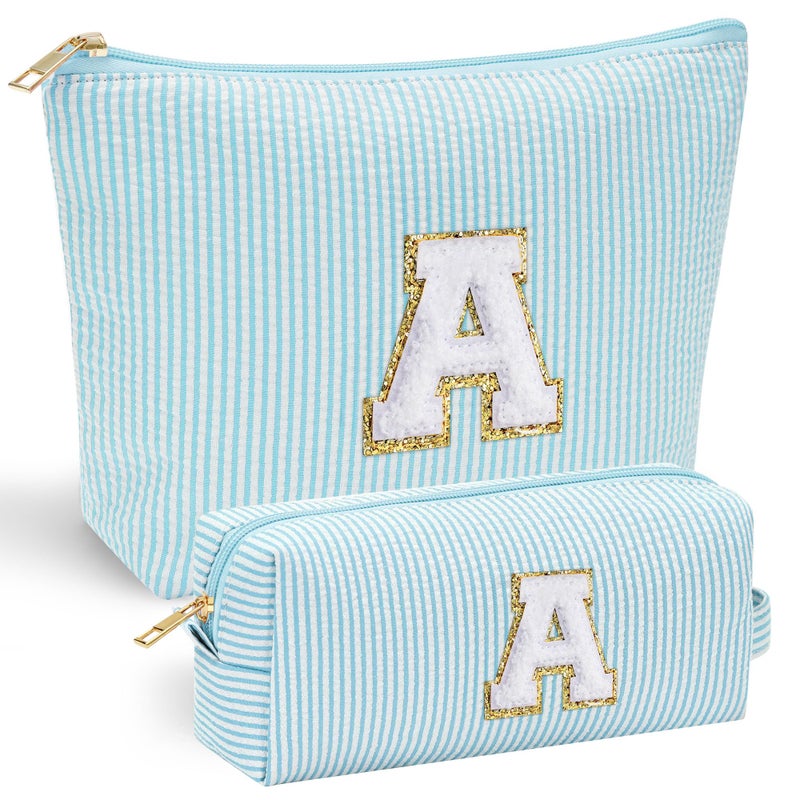 YOOLIFE Cute Makeup Bag for Girls Women - Cosmetic Bags for Teen Girl | Personalized Gifts for Women Her | Bridal Shower Gifts | Birthday Gifts for 3 4 5 6 7 8 9 10 11 12 13 Year Old Girls Initial A - Image 1