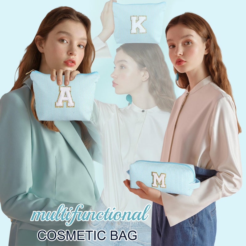 YOOLIFE Cute Makeup Bag for Girls Women - Cosmetic Bags for Teen Girl | Personalized Gifts for Women Her | Bridal Shower Gifts | Birthday Gifts for 3 4 5 6 7 8 9 10 11 12 13 Year Old Girls Initial A - Image 2