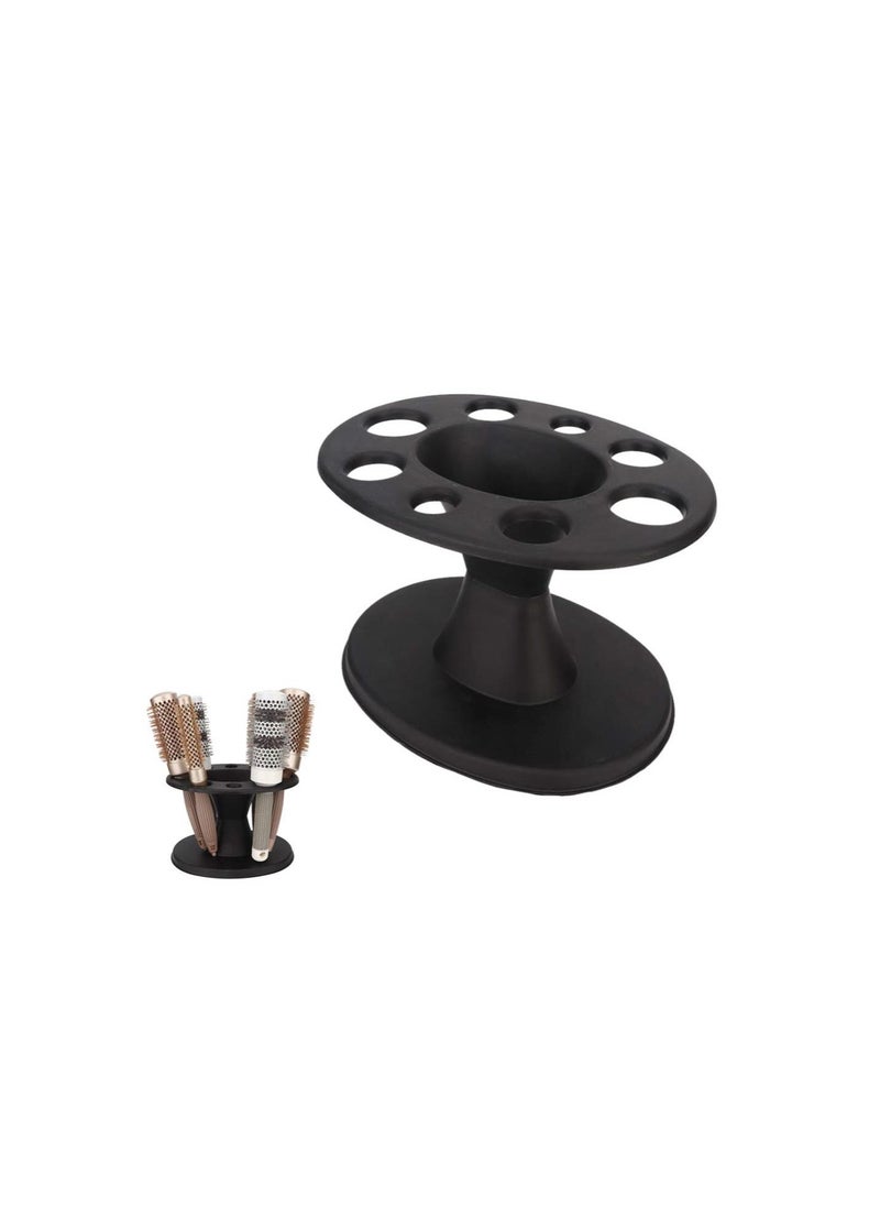 Hair Brush Holder Organizer,Hairbrush Holder Plastic Round Hair Brush Comb Holder Display Rack Hair Styling Brush Stand Shelf Accessories for Salon Home (Black)