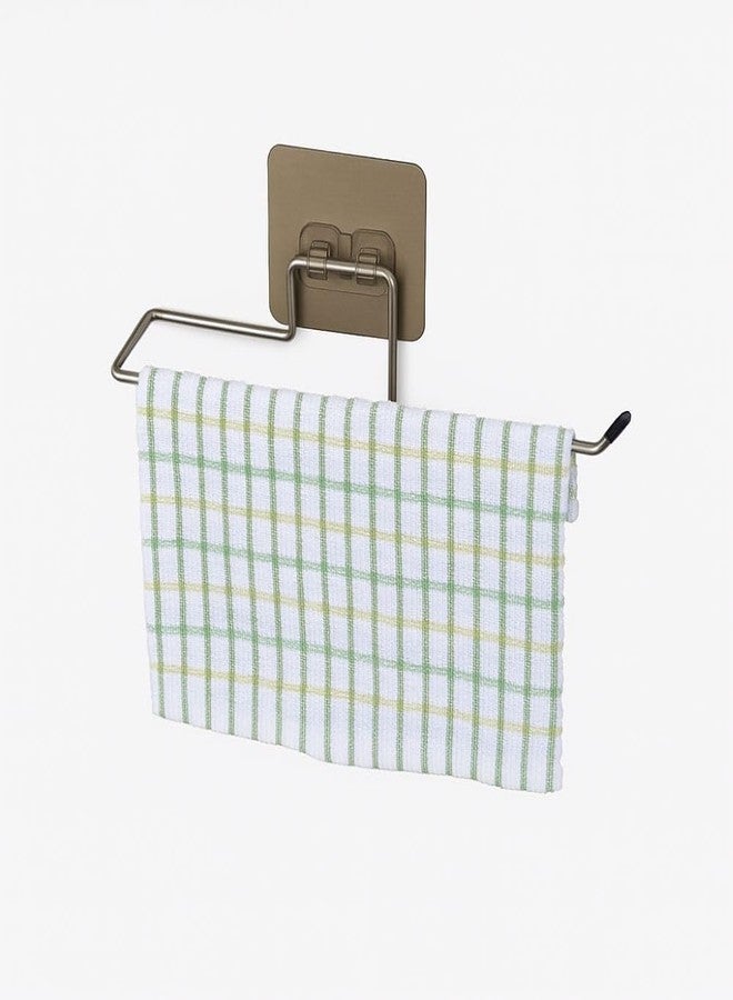 FLEEBEE Stainless Steel Self Adhesive Towel Holder – Wall Mount Napkin Ring & Paper Roll Stand with Strong Adhesive Pad, Tissue Paper Rack & Towel Bar for Kitchen, Bathroom & Washbasin(Pack of 1) - Image 1