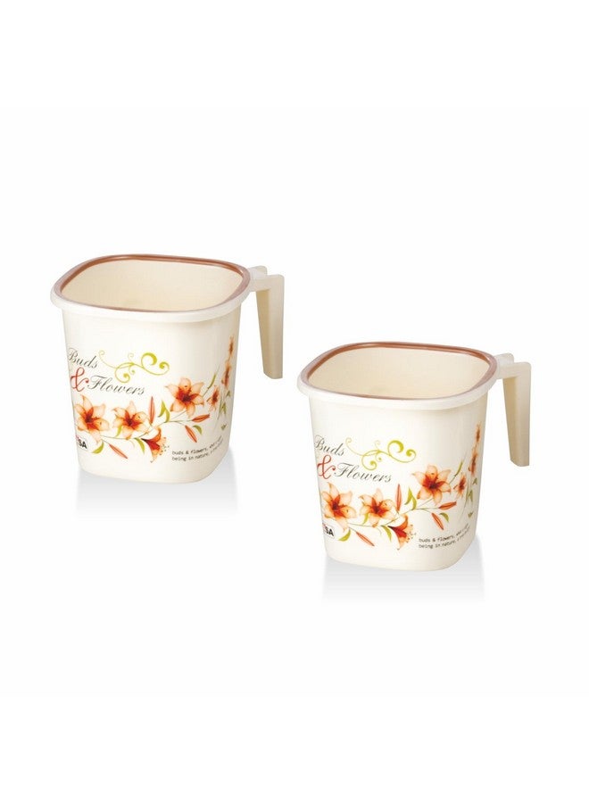 Nayasa Plastic Square DLX Mug (1.5 L, Off White) - 2 Pieces Set