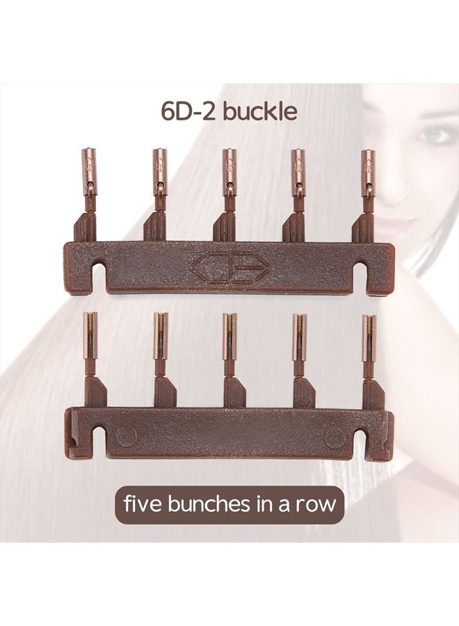 6-Domideance الجيل الثاني من آلة وصلات الشعر 6D، شعر بشري لتوصيل الشعر بمشبك توصيل الشعر، أسرع وصلات شعر بدون أثر، خمس حزم في صف واحد، بني (40 قطعة) - Image 2