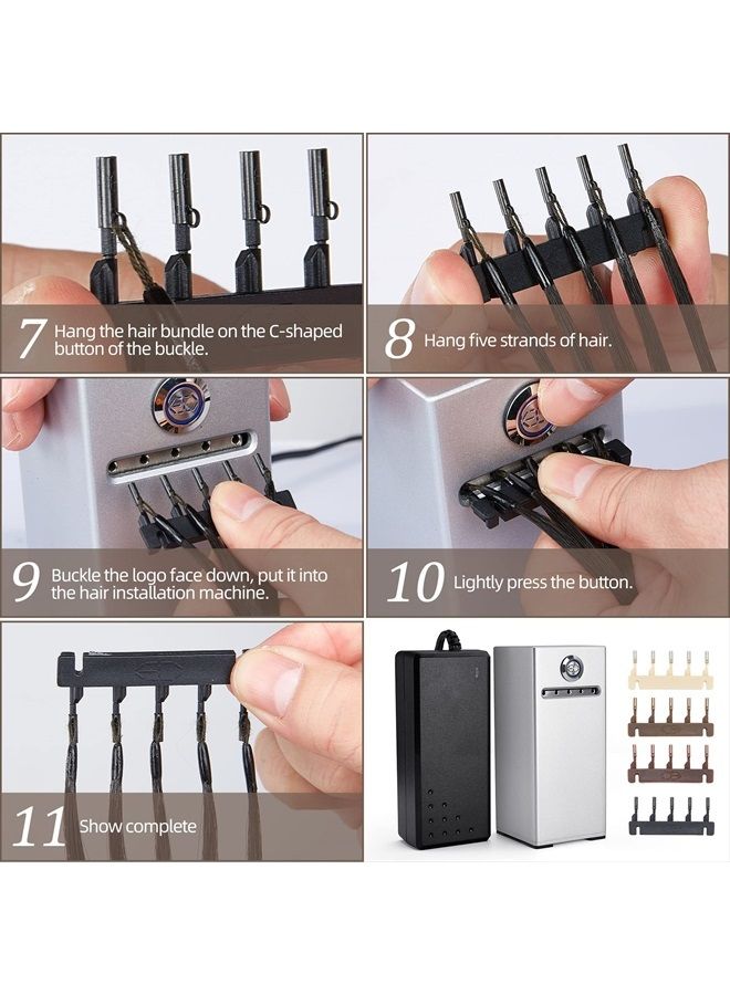 6-Domideance الجيل الثاني من آلة وصلات الشعر 6D، شعر بشري لتوصيل الشعر بمشبك توصيل الشعر، أسرع وصلات شعر بدون أثر، خمس حزم في صف واحد، بني (40 قطعة) - Image 4