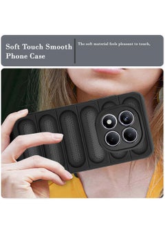 Wtech Xiaomi Redmi Note 14 Pro 5G 2025 Premium Translucent within Air Bag TPU with Band Texture Case Cover - Black  - Image 3