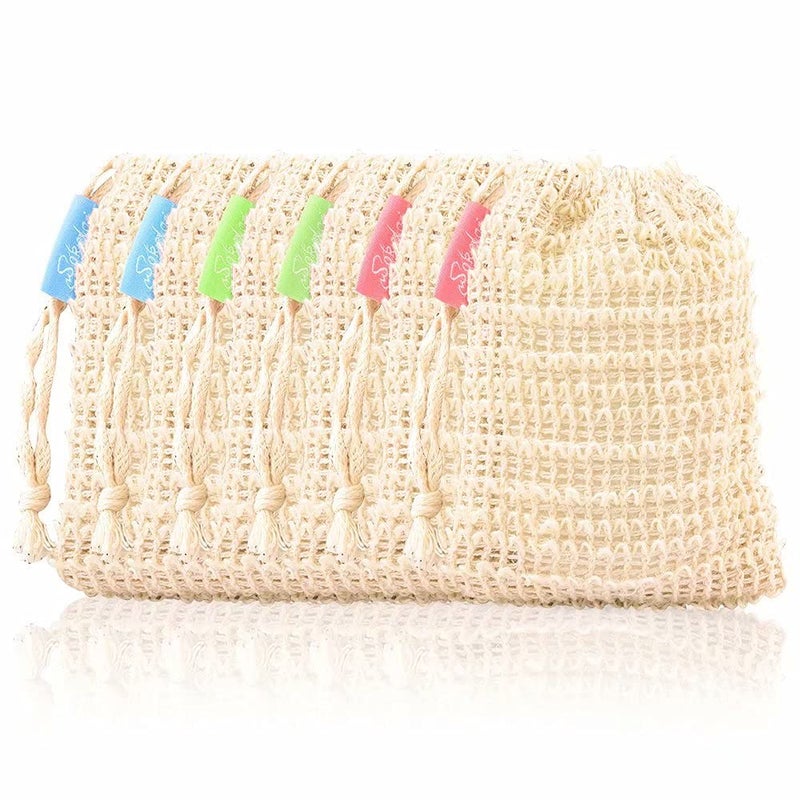 Bar Soap Saver Bags 6 Pieces Shampoo  Conditioner Bar Holder for Preserve Soap Bars Natural Sisal Soap Pouch for Exfoliating Body Scrubber Travel Mesh Soap Pocket Soap Sack Use in Shower Bath
