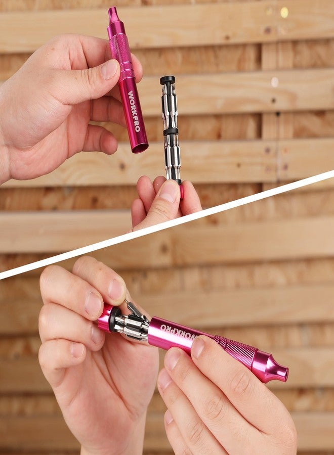 WORKPRO 24 in 1 Multi Bit Mini Screwdriver Set Magnetic, Manual Pen Screwdrivers, Tough S2 Steel Small Screwdriver Bits for Eyeglass, Watch, Laptop, Phone, Jewelry and Electronic, Pink - Image 2