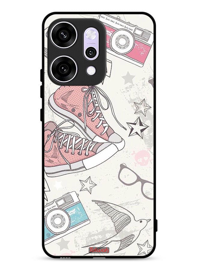 Tolwak Oppo Reno14 Protective Case Cover Canva Shoes And Camera Art - Image 1