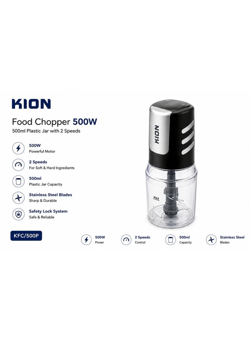 KION Food Chopper 500W 500ML Plastic Jar With 2 Speeds 500 ml 500 W KHR/5008 Multicolor - Image 1