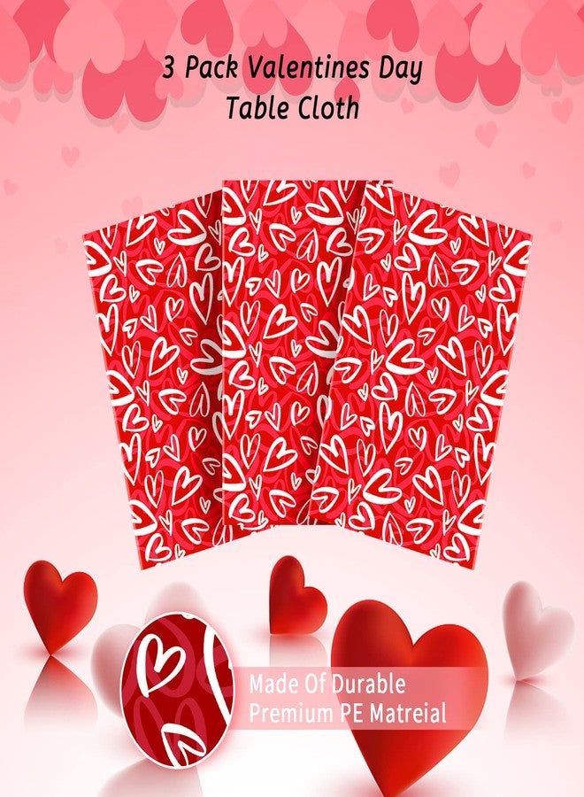 PERFQU 3 Pcs Valentines Day Tablecloth-Heart Love Valentine's Day Table Cover, Disposable Plastic Rectangle Heart Table Cloth for Valentine's Day, Wedding, Engagement Anniversary, Birthday Party, 54x108 inch - Image 5
