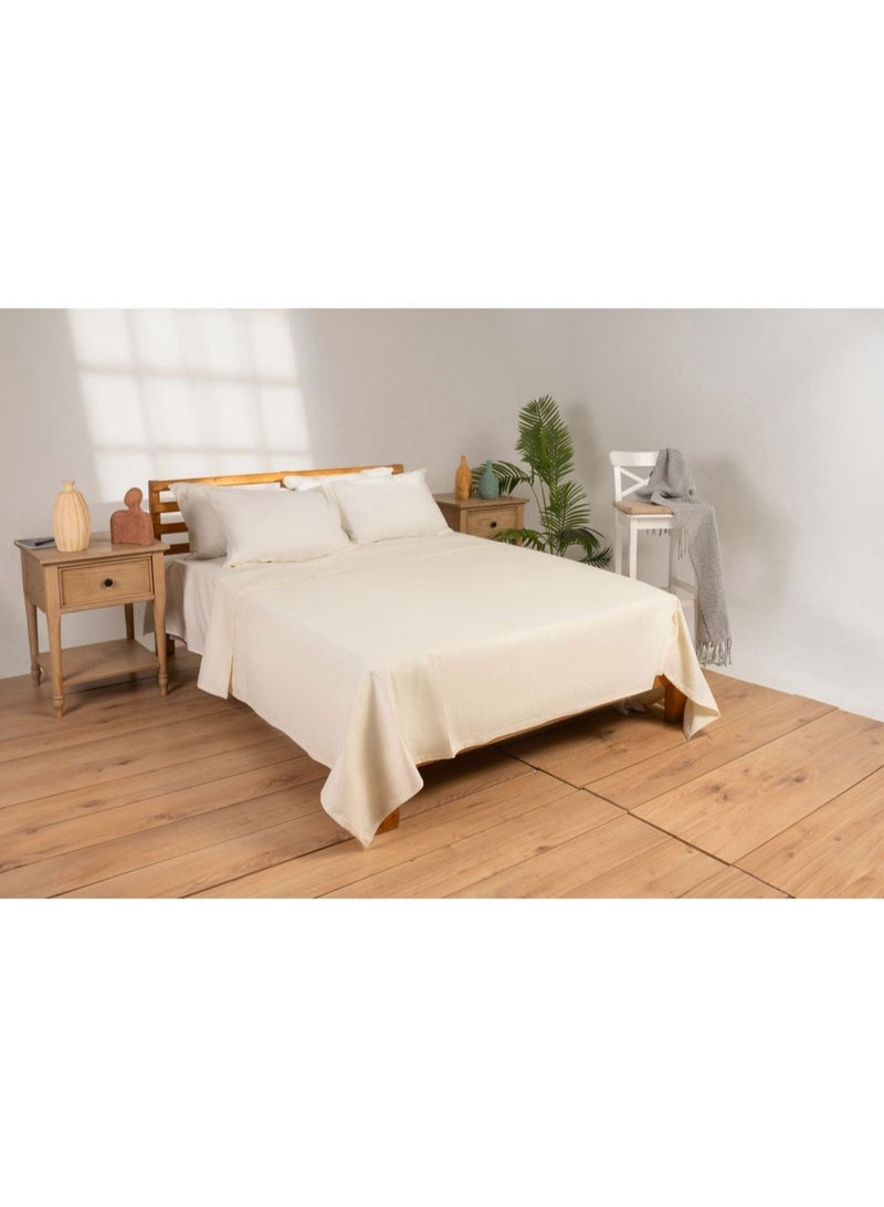 Amreya Linens Coverlet Honeycomb 100% Cotton (180×240) Single creamy color - Image 2