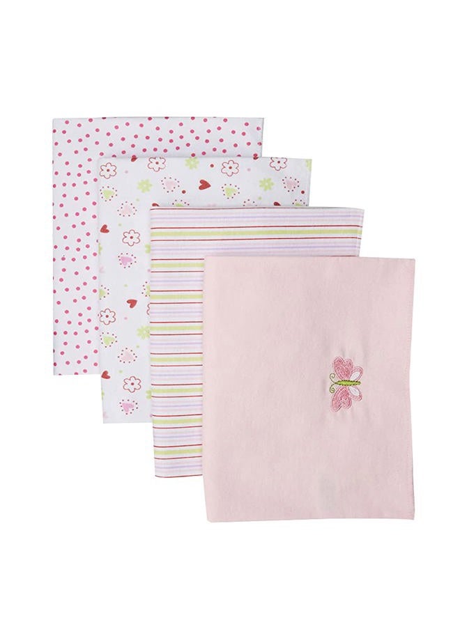 SpaSilk Baby-Girls Newborn 4 Pack 100% Cotton Flannel Receiving Blanket, Pink, One Size - Image 1