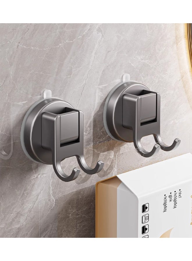 هومستر 4 جهاز كمبيوتر شخصي كوب امتصاص معدني خطايات ، ثقيلة واجب مزدوجة خطايات للحمام والمطبخ والجدار والخزانة والسيارة ، خطايات لاصقة مقاومة للصدأ والماء لتنظيم المناشف والمفاتيح والمعاطف والقبعات الرمادية - Image 2