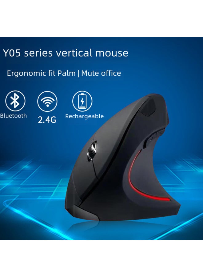 Wireless Vertical Mouse Charging Bluetooth Illuminated Ergonomic Silent Photoelectric Mouse Vertical Mouse Wireless-Color:Battery Double Template - Image 4