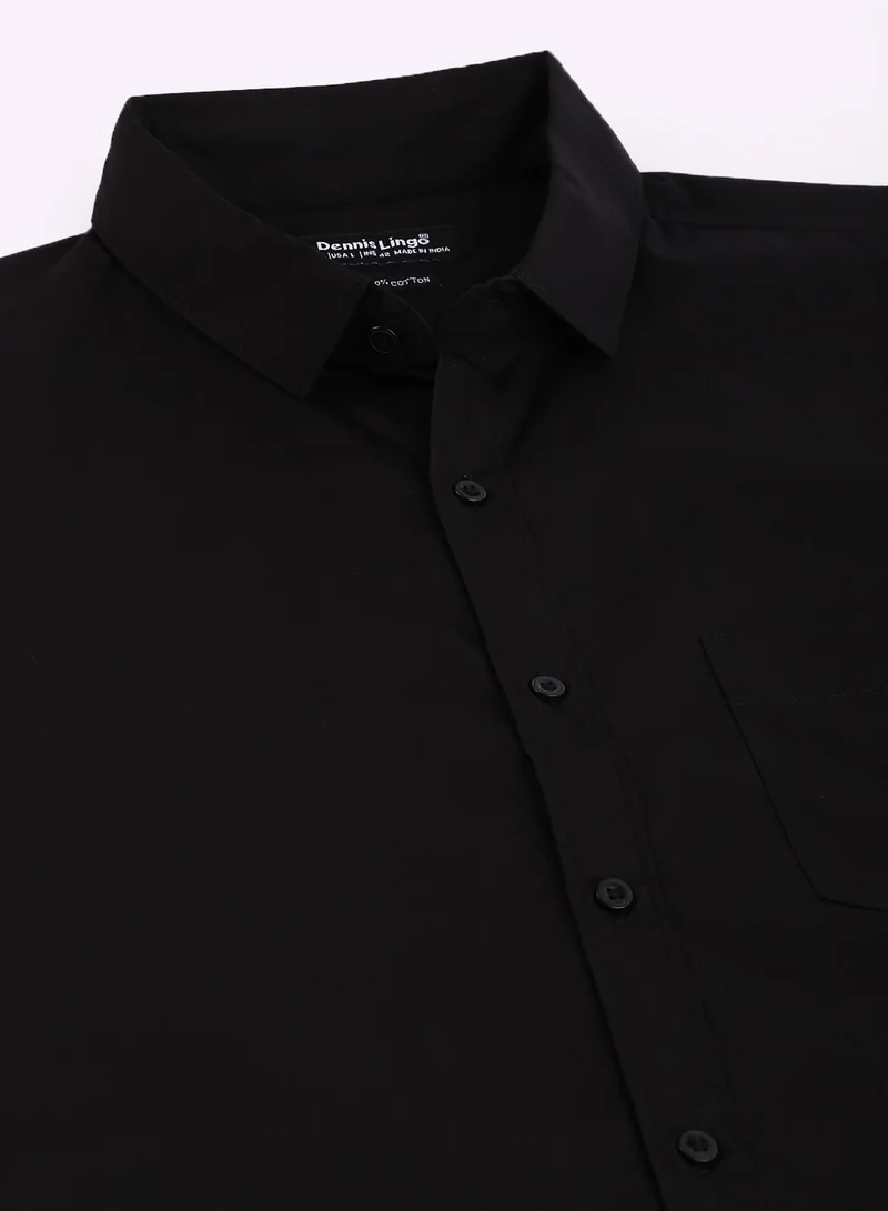 Dennis Lingo Dennis Lingo Men's Cotton Black Solid Casual Shirt