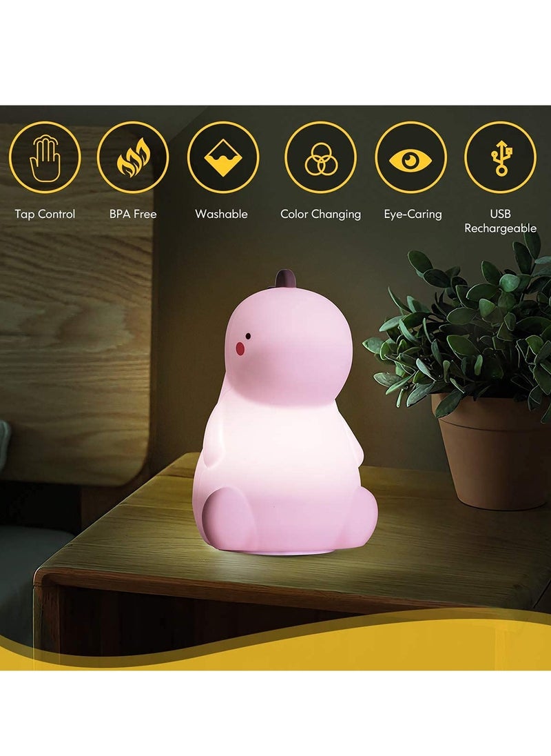 Bukela - Night Light, Dinosaur Night Light, Cute Color, Changing Silicone Baby Night Light, with Touch Sensor, Portable Rechargeable LED Bedside Nursery Lamp, for Toddler's Room, Dinosaur Gifts, for Boys Girls - Image 1