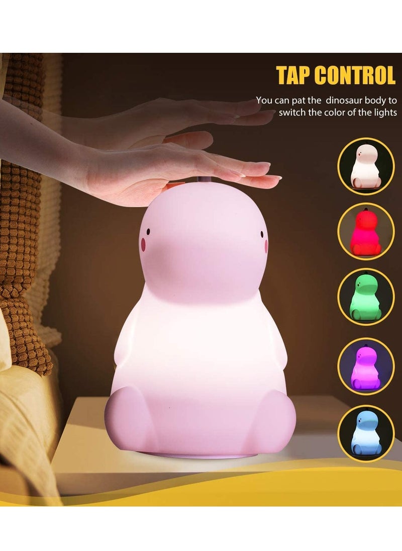 Bukela - Night Light, Dinosaur Night Light, Cute Color, Changing Silicone Baby Night Light, with Touch Sensor, Portable Rechargeable LED Bedside Nursery Lamp, for Toddler's Room, Dinosaur Gifts, for Boys Girls - Image 1