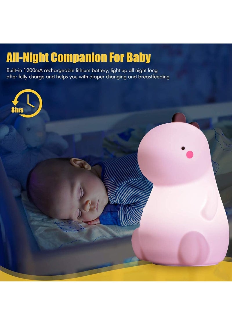 Bukela - Night Light, Dinosaur Night Light, Cute Color, Changing Silicone Baby Night Light, with Touch Sensor, Portable Rechargeable LED Bedside Nursery Lamp, for Toddler's Room, Dinosaur Gifts, for Boys Girls - Image 1