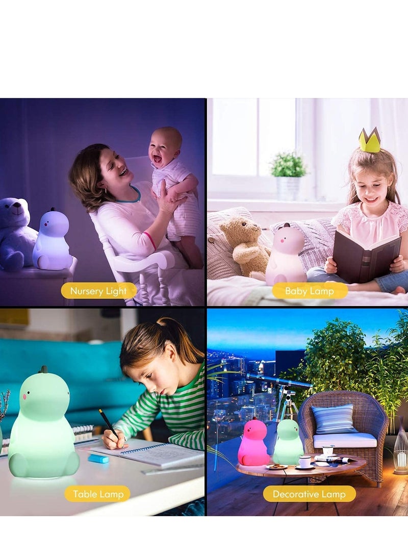 Bukela - Night Light, Dinosaur Night Light, Cute Color, Changing Silicone Baby Night Light, with Touch Sensor, Portable Rechargeable LED Bedside Nursery Lamp, for Toddler's Room, Dinosaur Gifts, for Boys Girls - Image 1