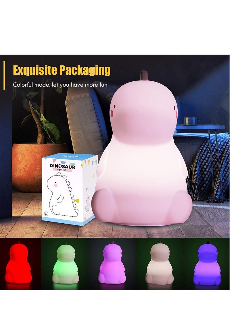 Bukela - Night Light, Dinosaur Night Light, Cute Color, Changing Silicone Baby Night Light, with Touch Sensor, Portable Rechargeable LED Bedside Nursery Lamp, for Toddler's Room, Dinosaur Gifts, for Boys Girls - Image 1