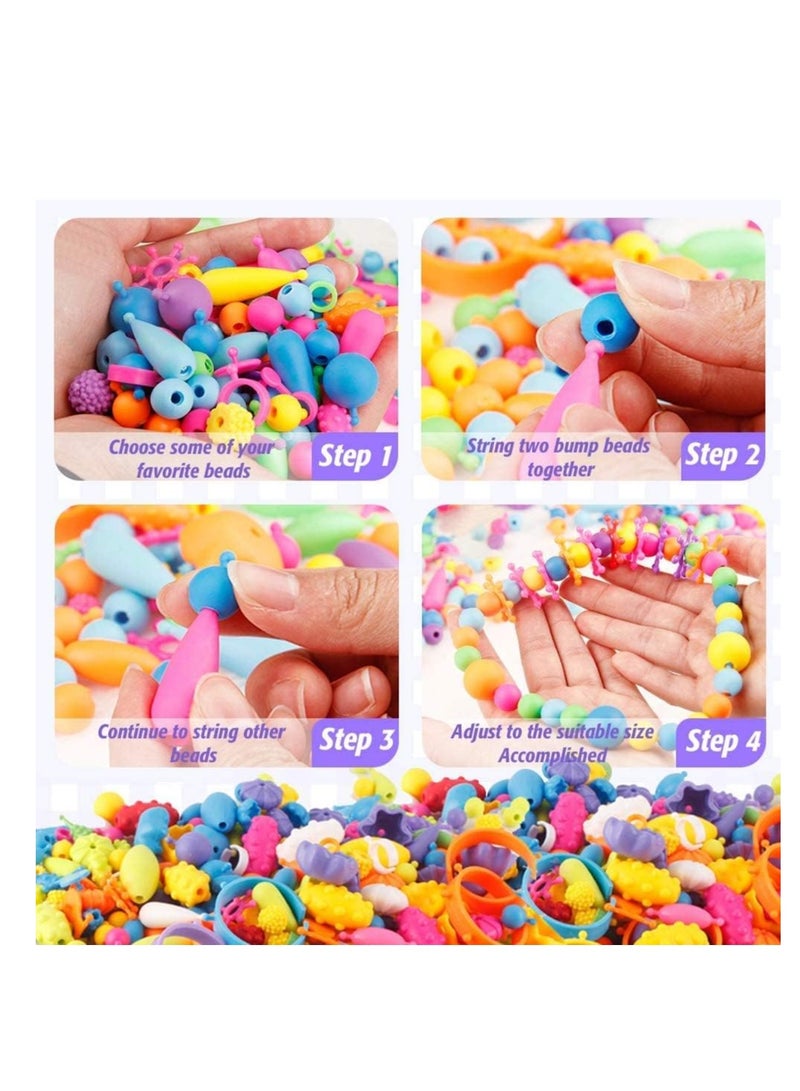 500+ Pcs Pop Beads DIY Jewelry Kit for Kids - Cordless Bead Set for Bracelets, Necklaces, Hairbands & Rings - Fun Arts & Crafts for Ages 4+  - Image 3