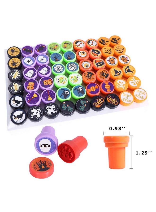 Max Fun ماكس فن 108 قطعة طوابع هالوين متنوعة (27 تصميم، 5 ألوان طوابع خدعة أو حلوى) لاحتفالات الأطفال في هالوين، مستلزمات الهدايا، أكياس الحلوى، جوائز ألعاب الفصل الدراسي (طابع هالوين)  - Image 5