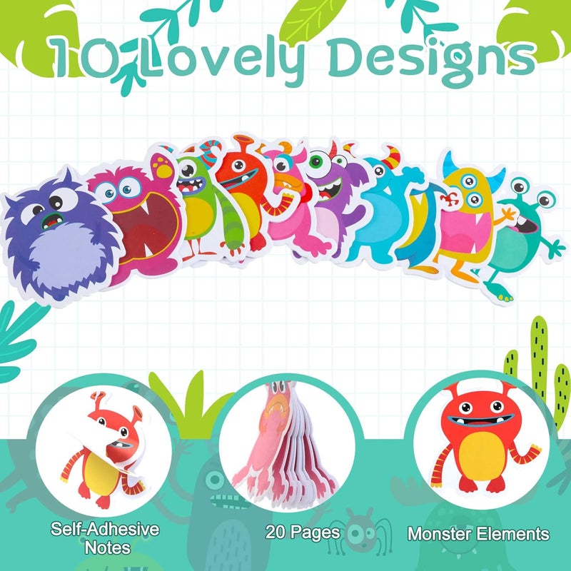 Woanger 600 Sheets Cartoon Monster Shaped Sticky Notes Funny Monsters Ghost SelfAdhesive Notes Cute Animal Self Sticky Memo Pads for Home Office School Classroom Student Halloween Party Supplies - Image 4