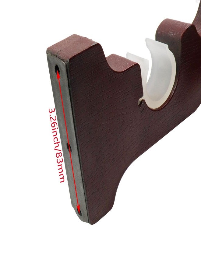 Nicerity 2Pcs Double Curtain Rod Brackets Wooden Curtain Rod Brackets Wall Mounted Drapery Rod Support Brackets （Red Bronze） - Image 3