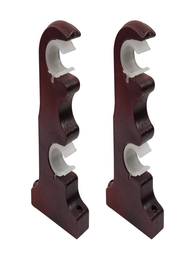 Nicerity 2Pcs Double Curtain Rod Brackets Wooden Curtain Rod Brackets Wall Mounted Drapery Rod Support Brackets （Red Bronze） - Image 1