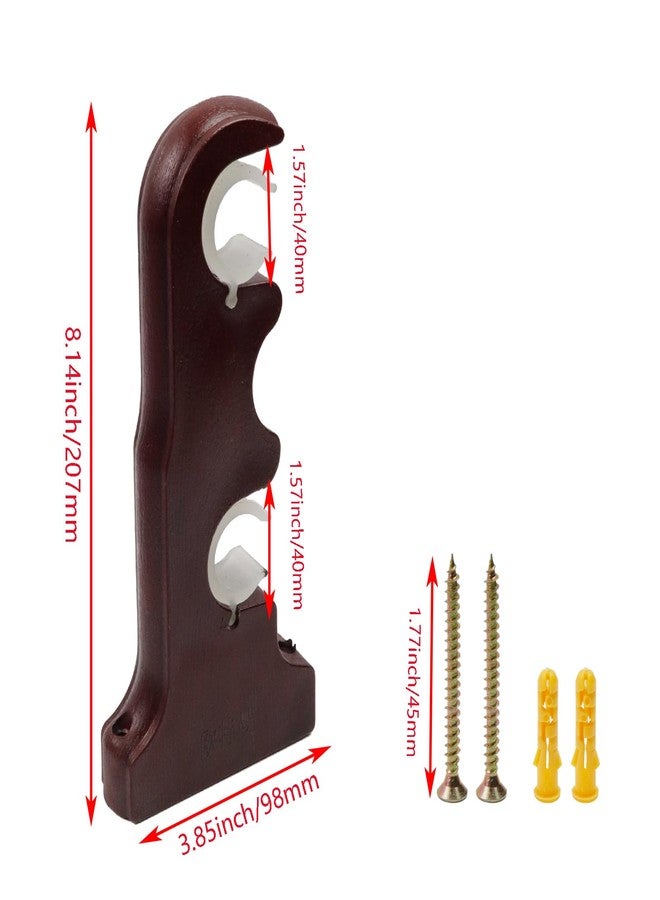 Nicerity 2Pcs Double Curtain Rod Brackets Wooden Curtain Rod Brackets Wall Mounted Drapery Rod Support Brackets （Red Bronze） - Image 2