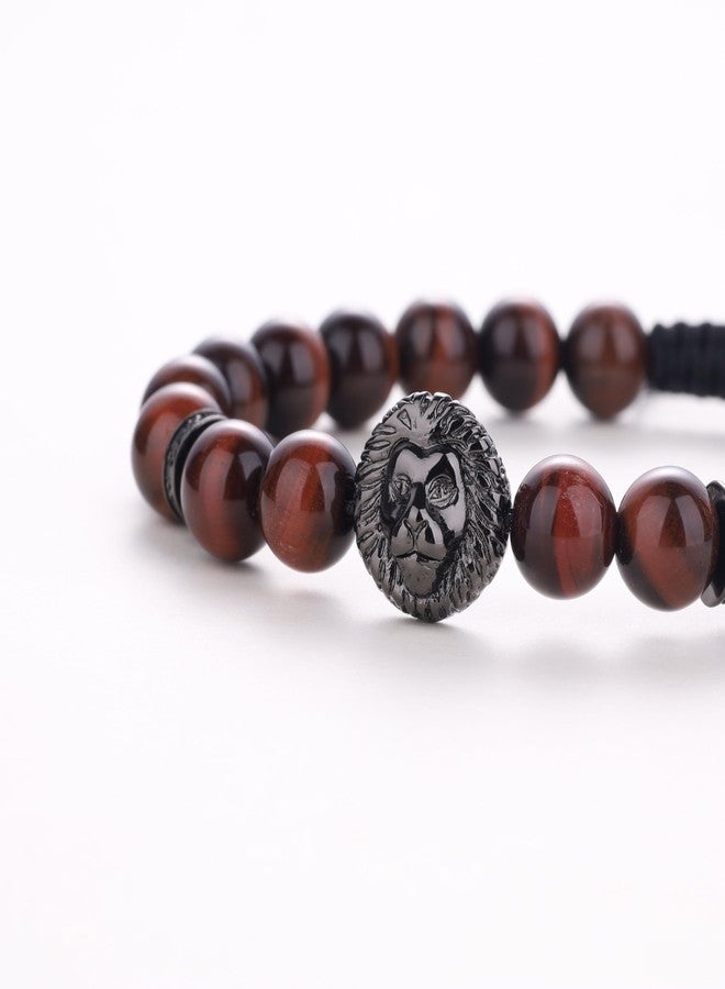 COAI Lion Red Tiger Eye Stone Beaded Bracelet for Men Women - Image 5