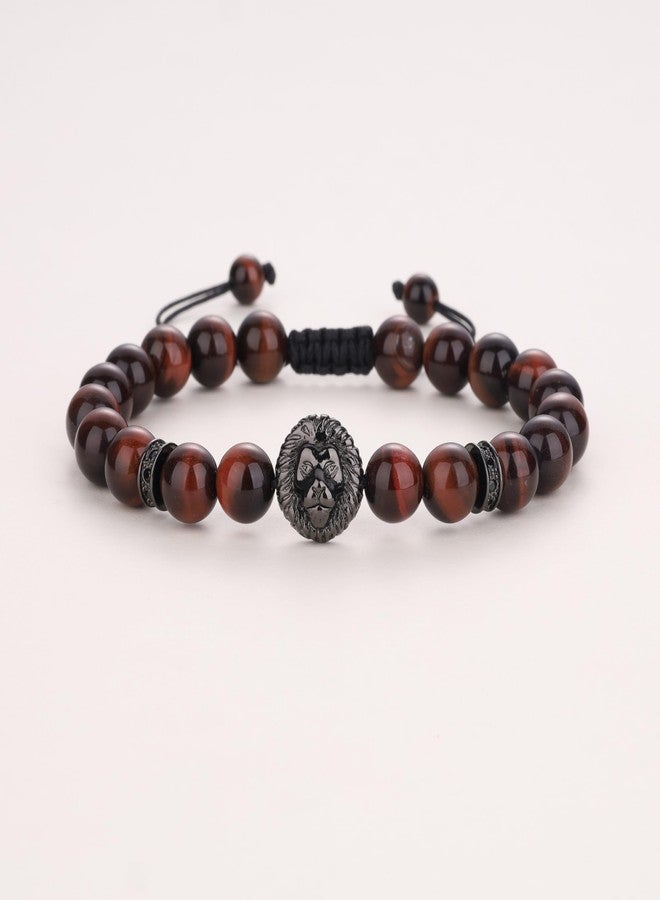 COAI Lion Red Tiger Eye Stone Beaded Bracelet for Men Women - Image 4