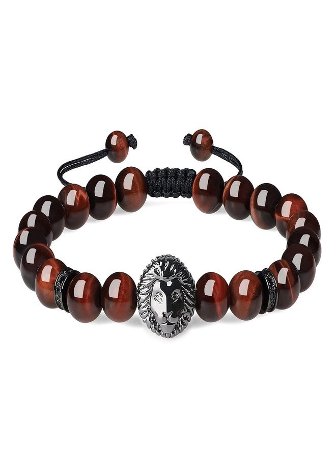 COAI Lion Red Tiger Eye Stone Beaded Bracelet for Men Women - Image 1