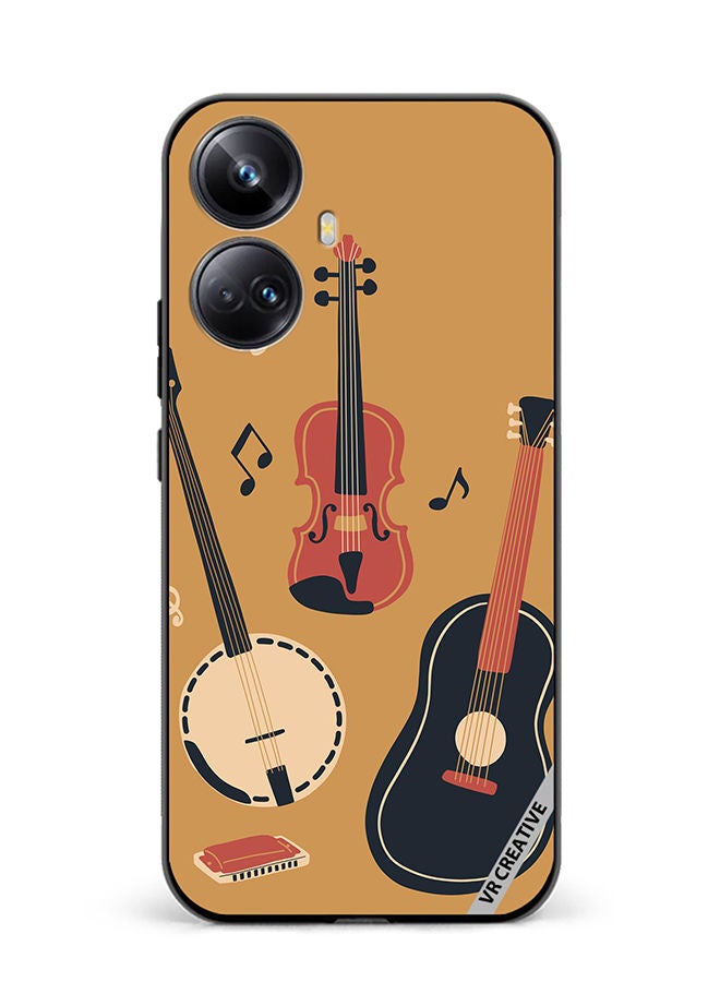 VR CREATIVE Protective Case Cover For Realme 10 Pro Plus Banjo Acoustic Guitar Violin Notes And Harmonica Design Multicolour - Image 1