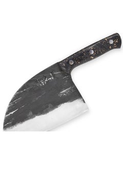 Samura Samura Mad Bull Serbian Chef’s Knife Marble Carbon Handle | 7 Inch Handle | Durable | AUS-8 Hammered Stainless Steel | G-10 Handle Material | Hand Forged | Precison Cutting  - Image 3