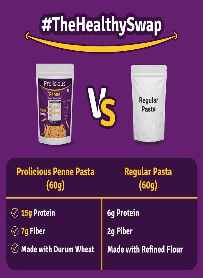Prolicious Durum Wheat Penne Pasta | High Protein & High Fiber | Plant Based Protein | No Maida | 400g - Image 4