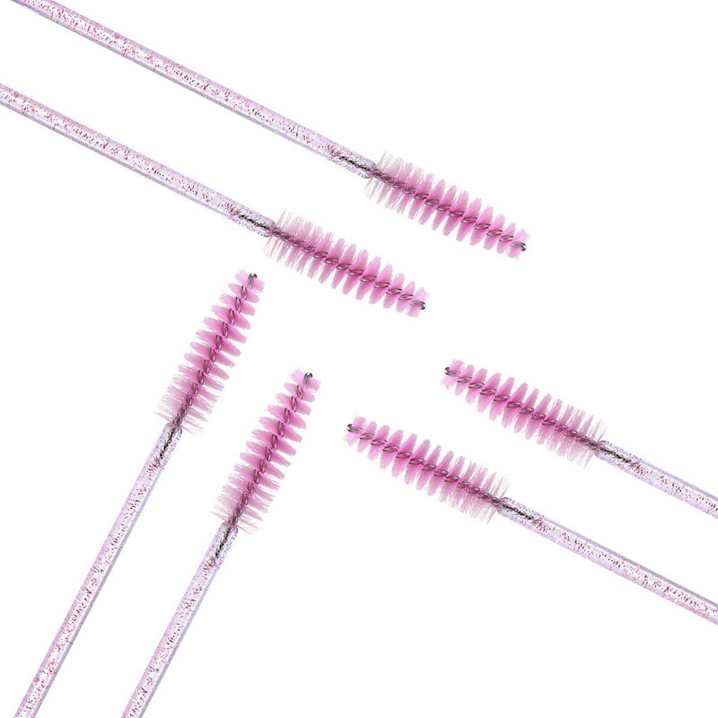 Elisel 100 PCS Disposable Mascara Brushes Crystal Eyelash Brushes Mascara Wands Applicator Eyelash Extensions Makeup Tools Eyebrow Brush (Pink) - Image 3