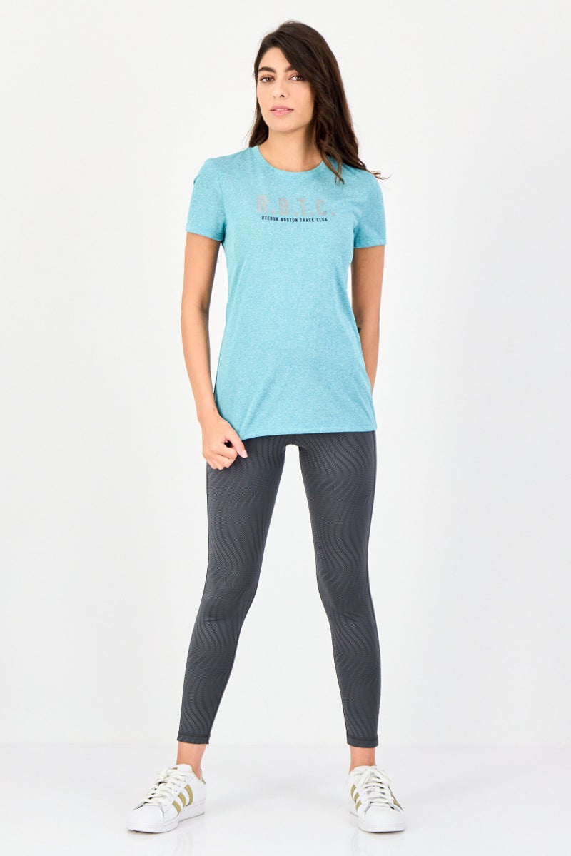 Reebok Women Sportswear Fit Shot Sleeves Training Top, Sea Blue - Image 4