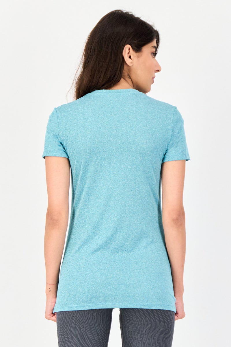 Reebok Women Sportswear Fit Shot Sleeves Training Top, Sea Blue - Image 2