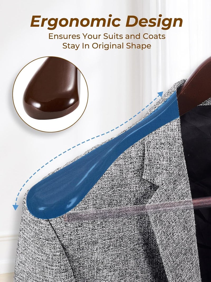 HOUSE DAY Wide Shoulder Wooden Hangers, Wood Suit Hangers with Non Slip Pant Holder, Heavy Duty Coat Hangers for Closet, Wooden Clothes Hangers for Suits, Coats, Jackets, Shirts (6 Pack, Walnut )… - Image 5